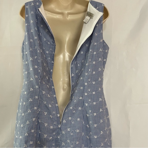 Dressbarn Cotton Blend Blue & White Embroidered Midi Dress - Picture 6 of 12